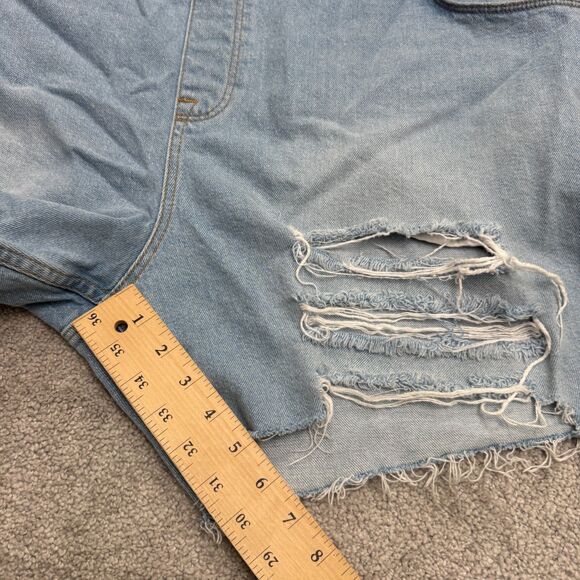 Asos Design Bib Overalls Shorts Womens 4XL Blue Distressed Casual Streetwear - Picture 9 of 12